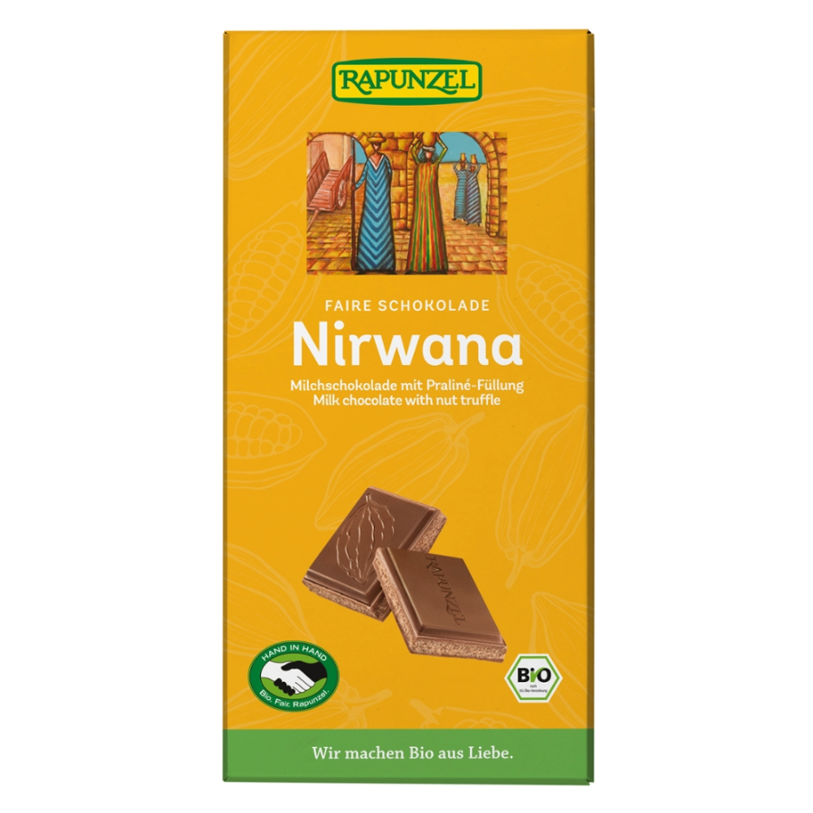 Bio Schokolade Nirwana Milch mit Praliné-Füllung