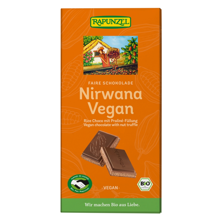 Bio Schokolade Nirwana mit Praliné-Füllung, vegan