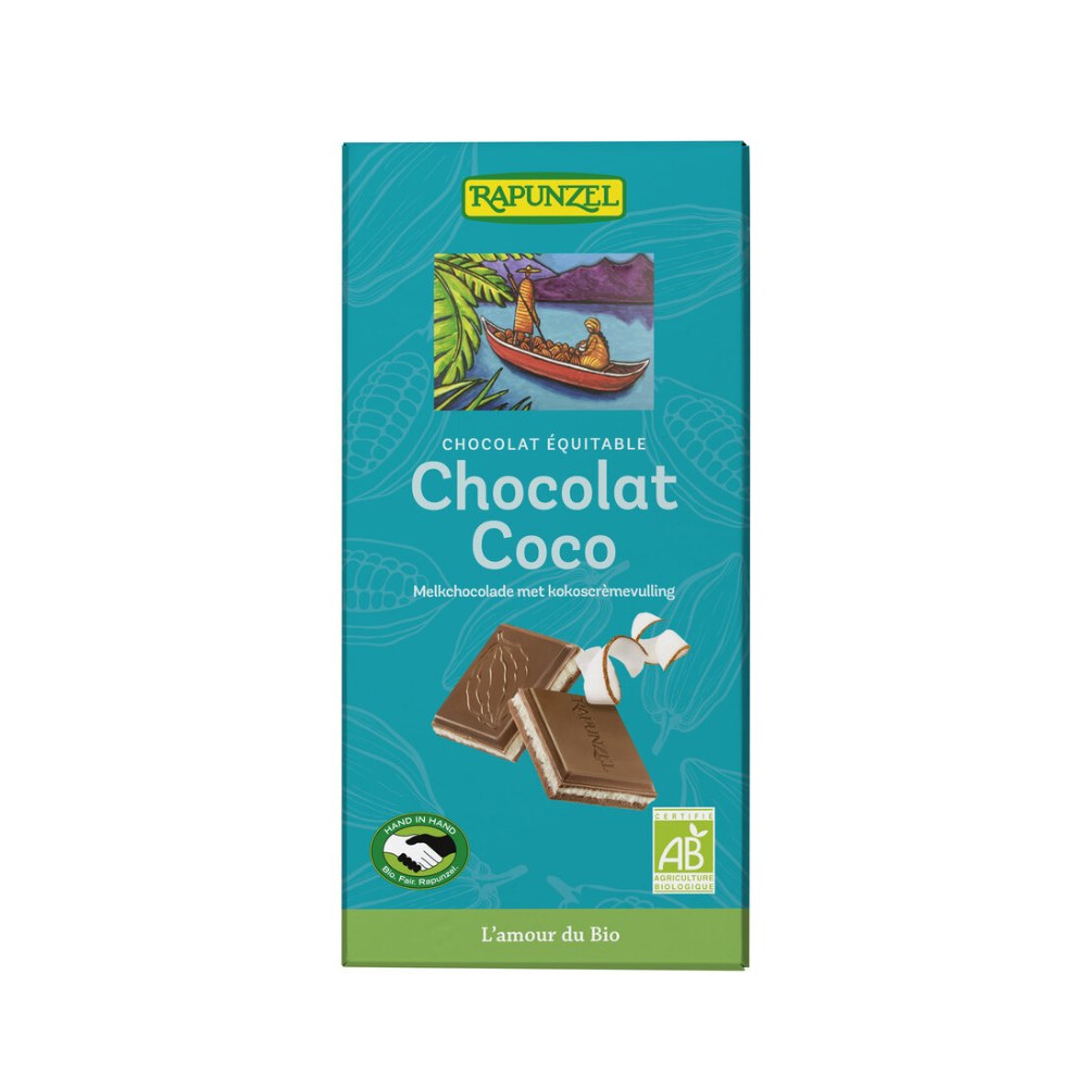 Chocolat au lait fourré à la noix de coco bio
