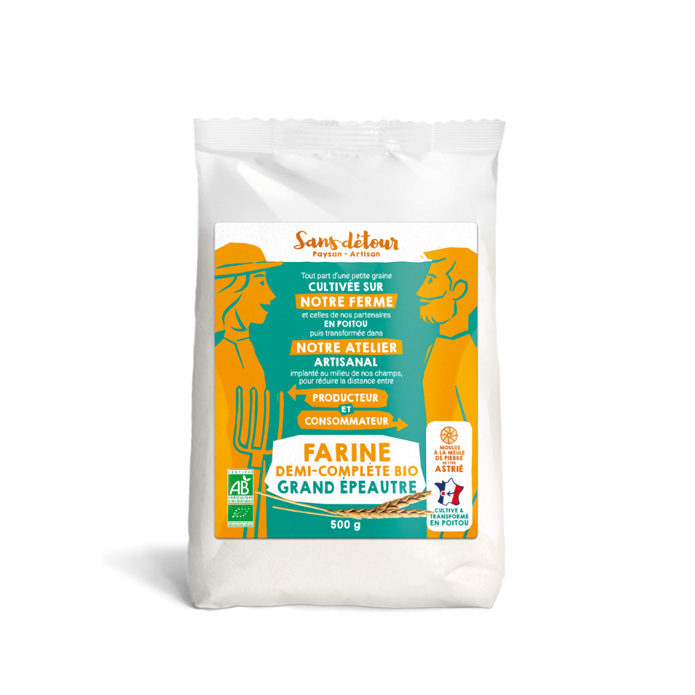 Farine grande épeautre demi complète T80 bio