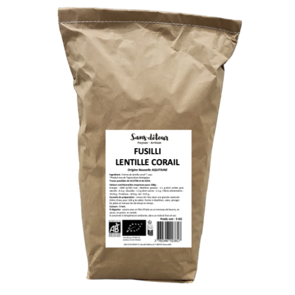 Fusilli aux lentilles corail bio