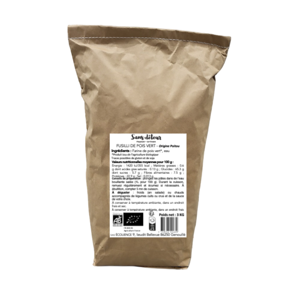 Fusilli aux pois cassés verts bio