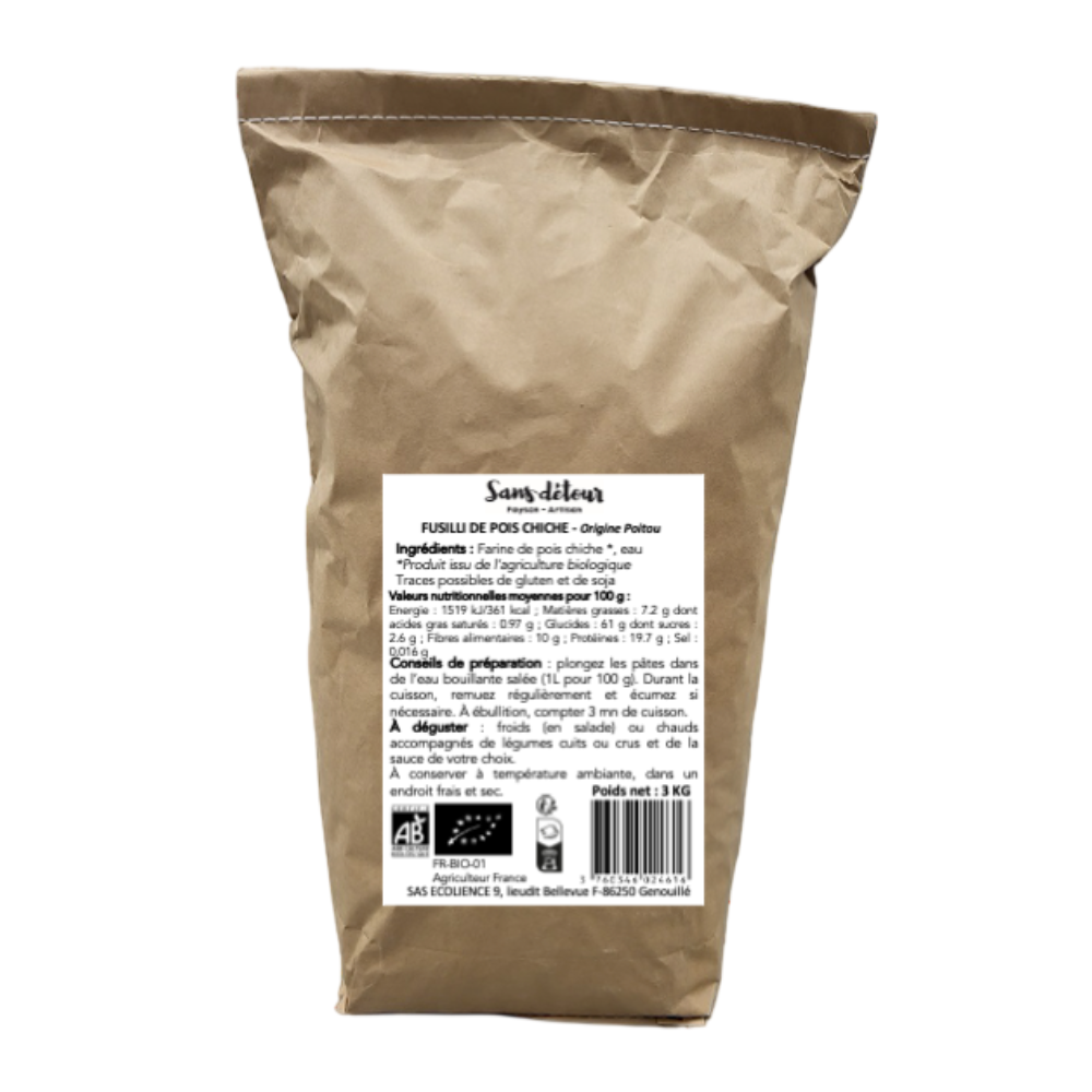 Fusilli aux pois chiches bio