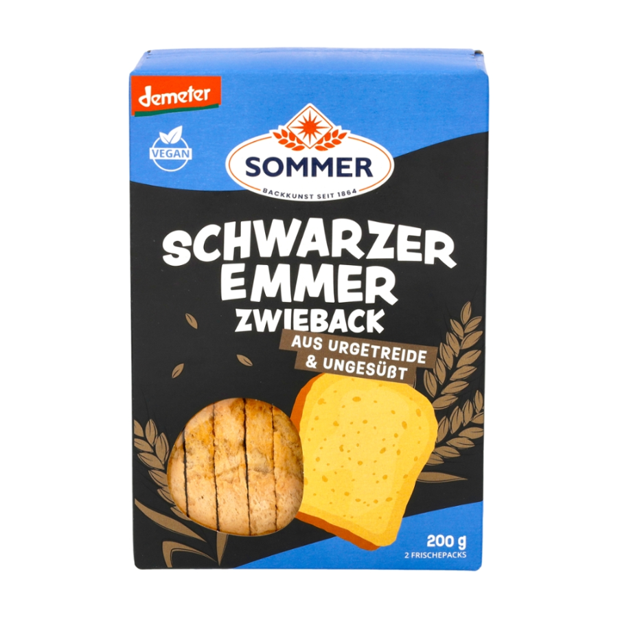 Bio Schwarzer Emmer Zwieback, demeter