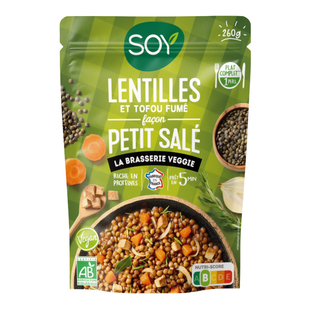 Doy lentilles et tofu fumé façon petit salé bio