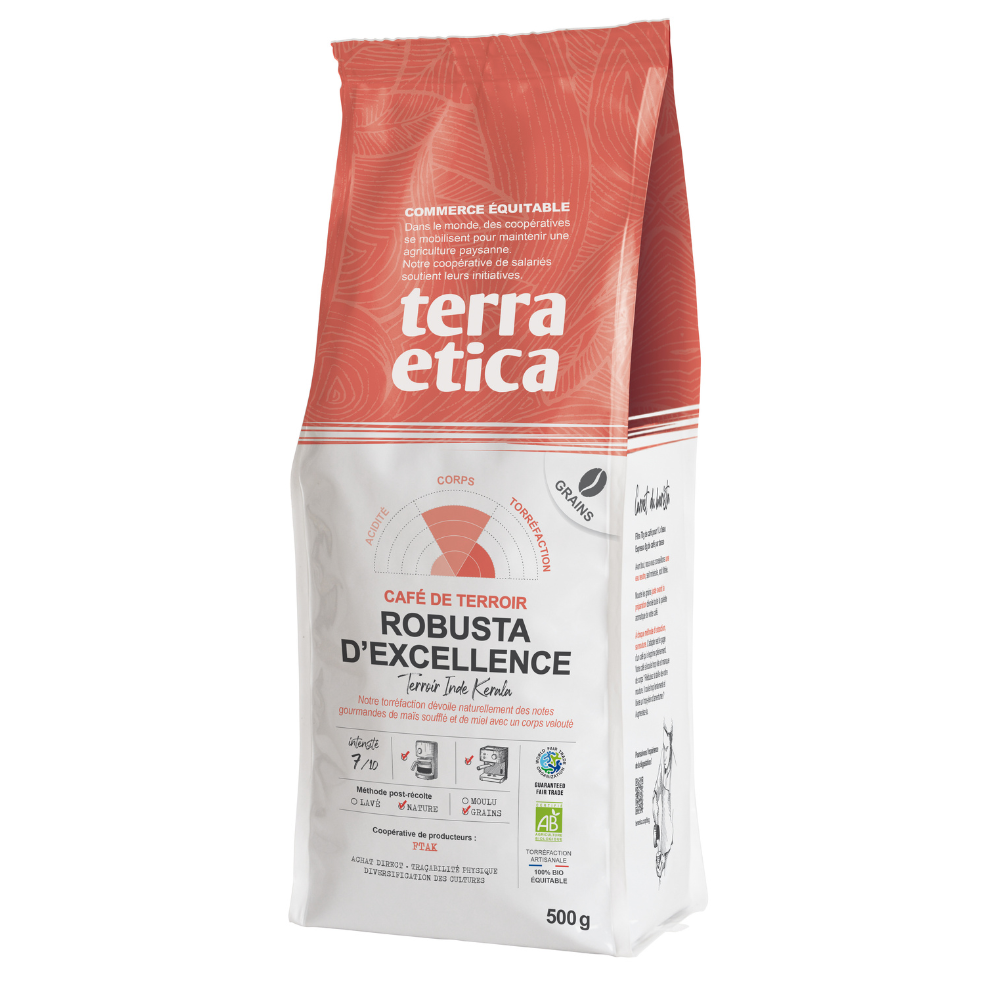 Café en grains robusta d'excellence bio équitable