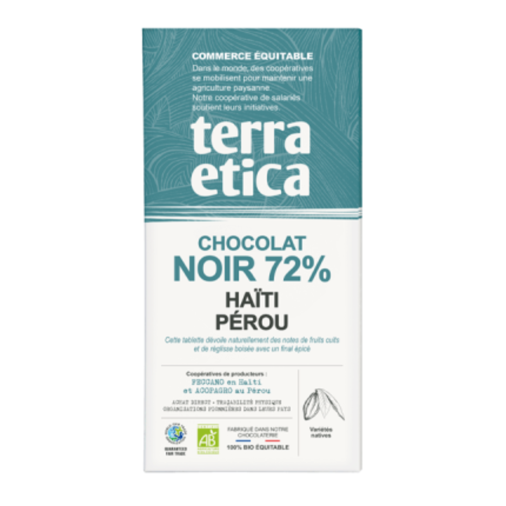 Chocolat noir 72% Haïti Pérou bio