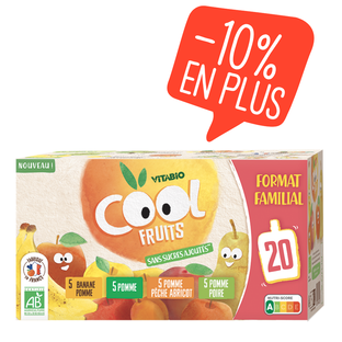 Gourdes multiparfums format familial 4 recettes (pomme/poire/abricot/banane) Bio