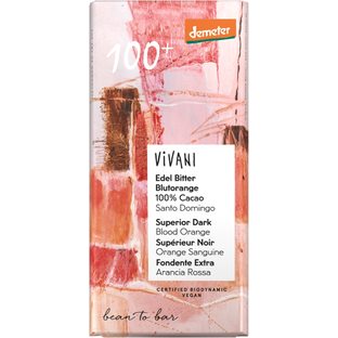 Bio Schokolade Edel Bitter Blutorange 100% Kakao, vegan