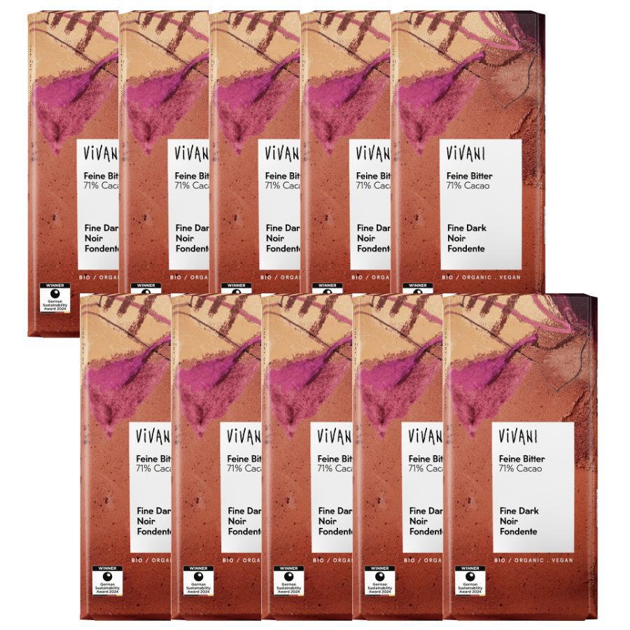 Bio Schokolade Feine Bitter 71% Kakao, vegan, Karton 10 Stk.