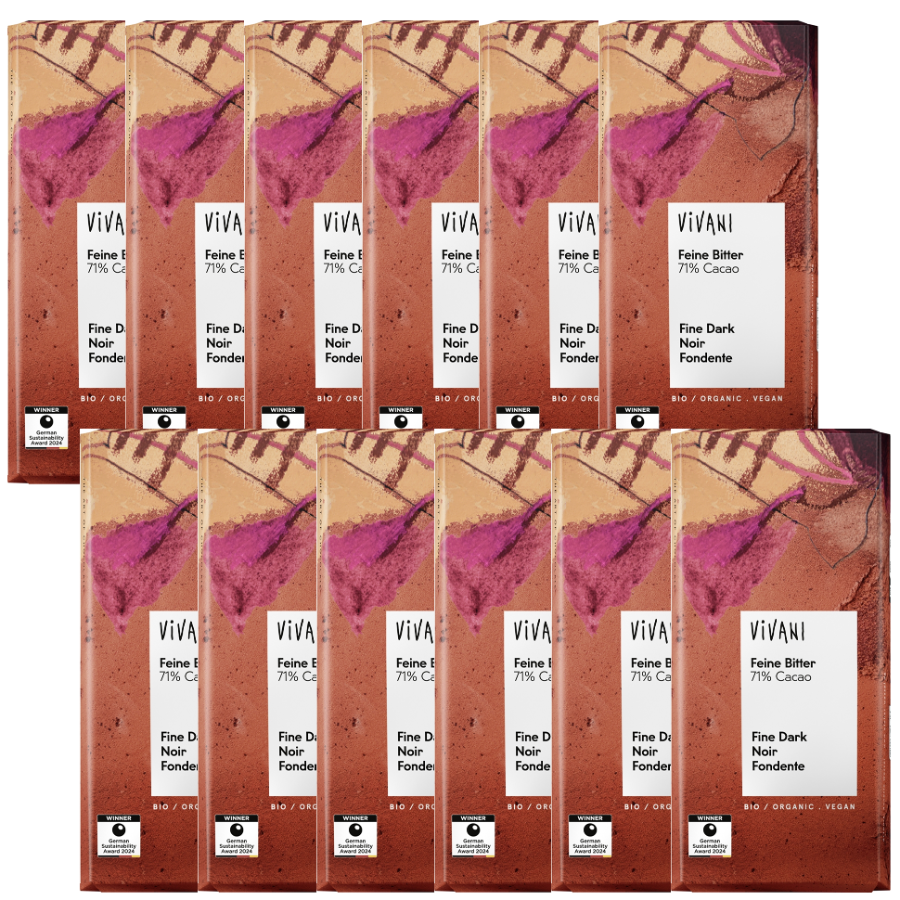 Bio Schokolade Feine Bitter 71% Kakao, vegan, Karton 12 Stk.