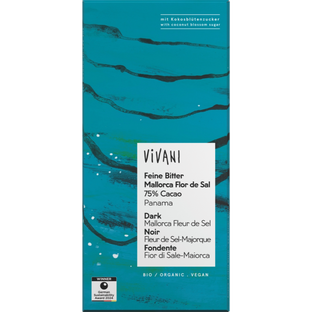 Bio Schokolade Feine Bitter Mallorca Flor de Sal 75% Kakao, vegan