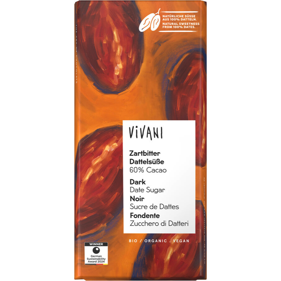 Bio Schokolade Zartbitter Dattelsüße 60% Kakao